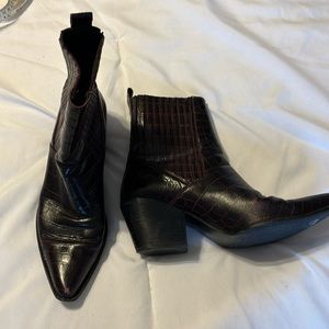 Zara Leather Cowboy Ankle Boot